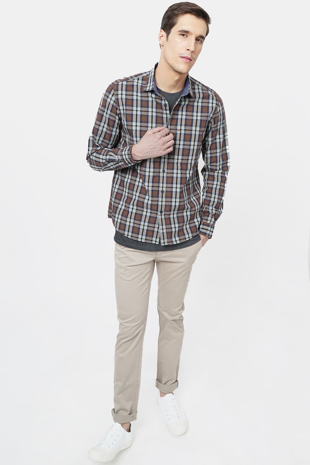 BASICS SLIM FIT CHECKS SHIRT