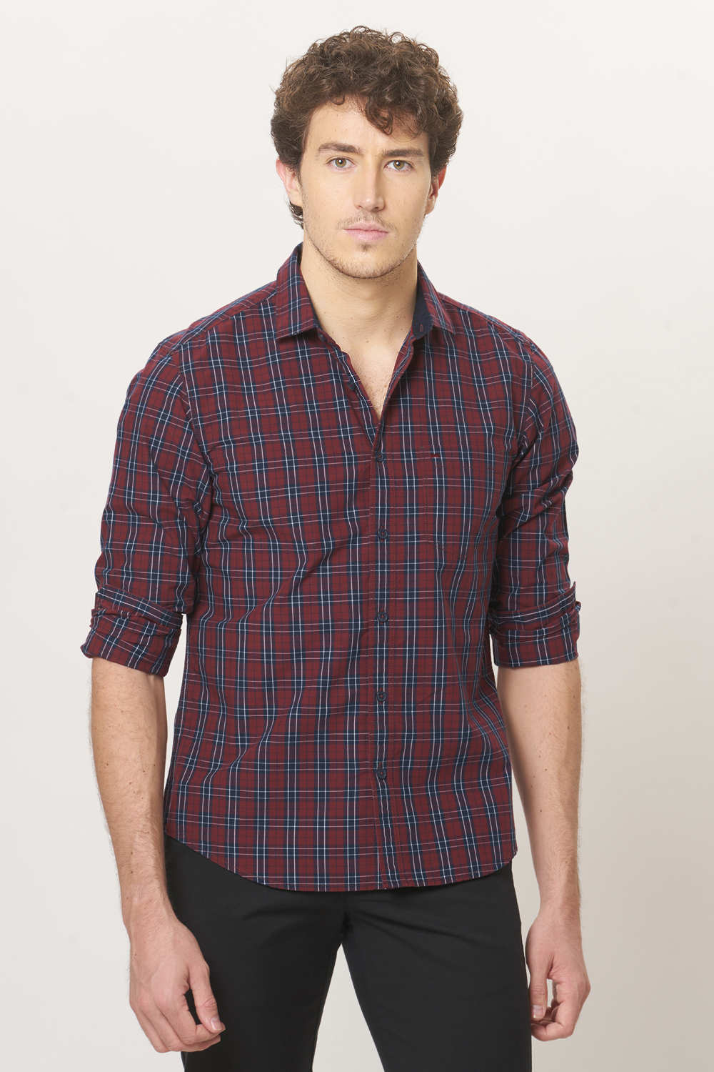 BASICS SLIM FIT CHECKS SHIRT