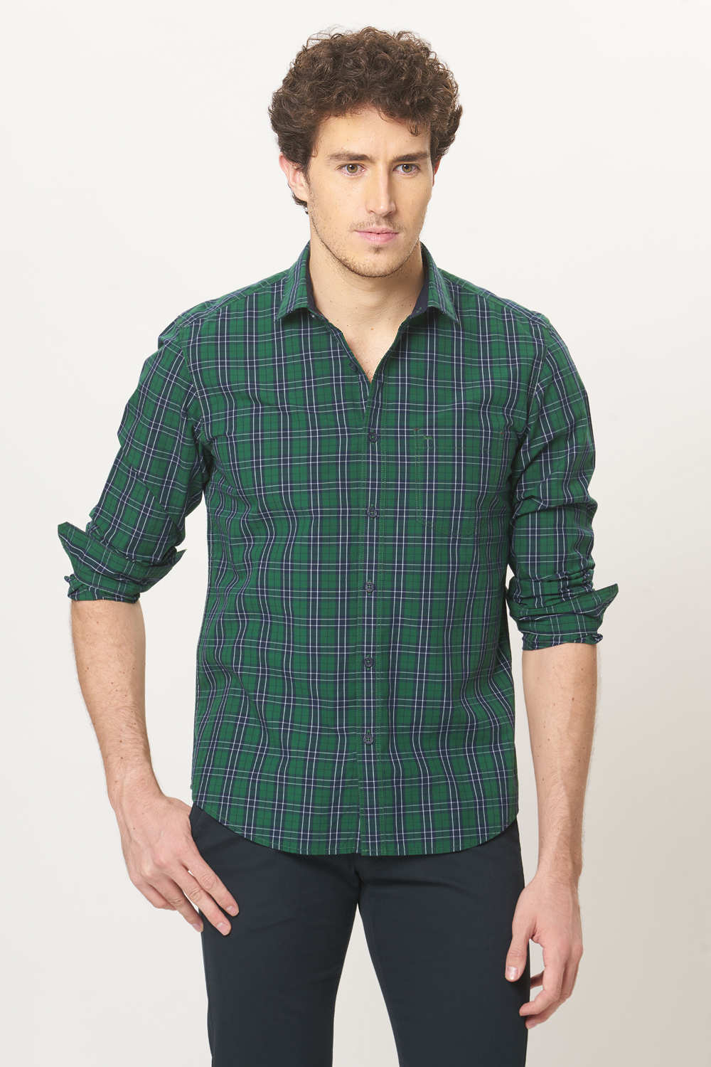 BASICS SLIM FIT CHECKS SHIRT