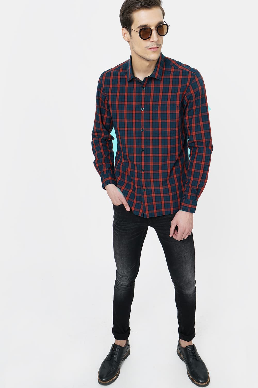 BASICS SLIM FIT CHECKS SHIRT