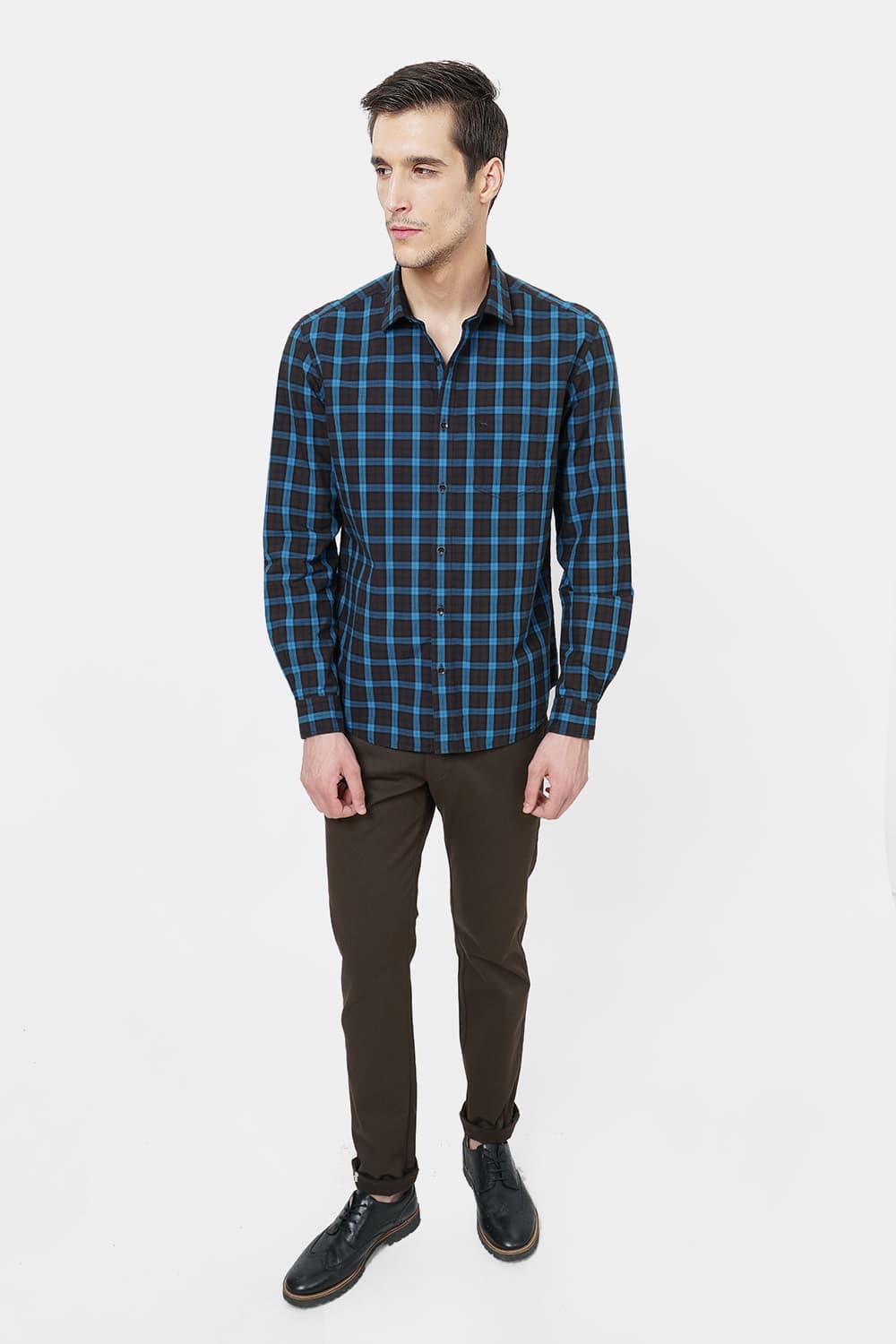 BASICS SLIM FIT CHECKS SHIRT