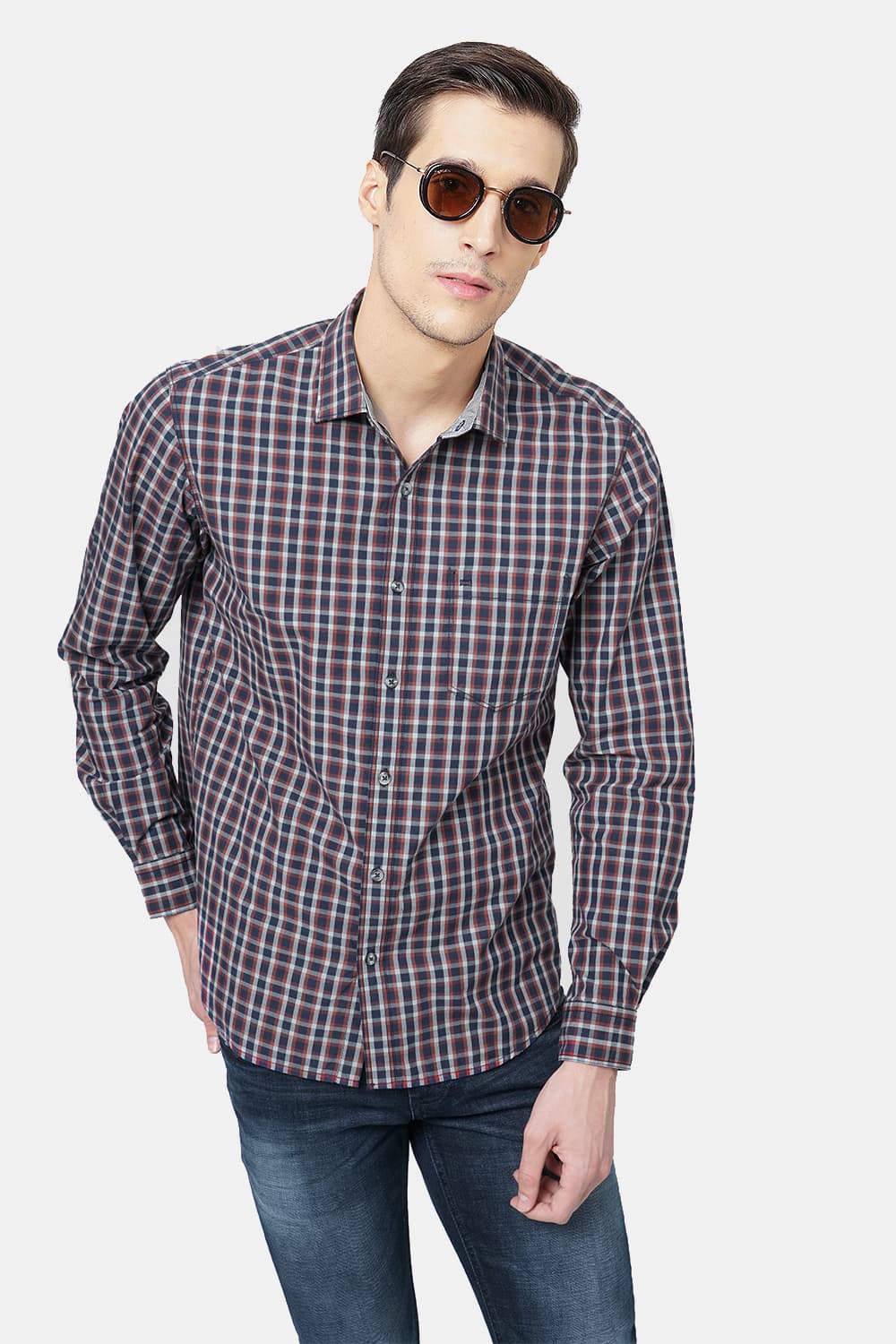 BASICS SLIM FIT CHECKS SHIRT