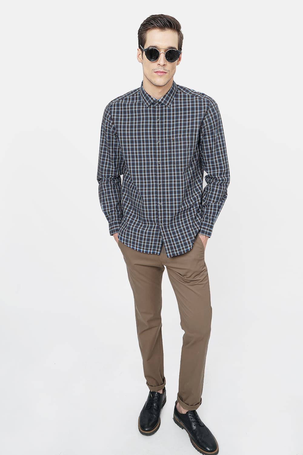 BASICS SLIM FIT CHECKS SHIRT