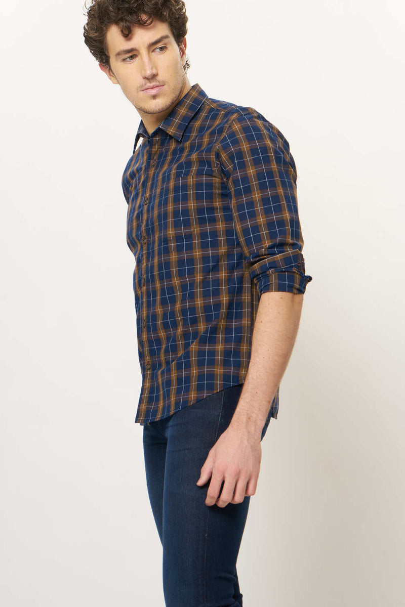 BASICS SLIM FIT CHECKS SHIRT