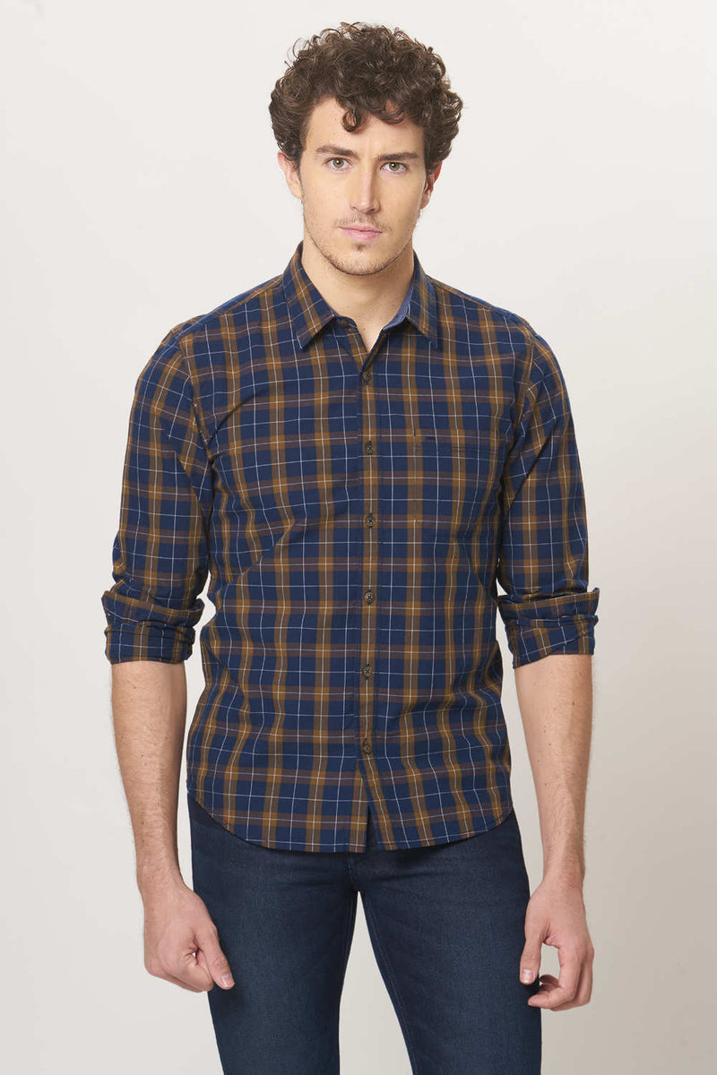 BASICS SLIM FIT CHECKS SHIRT