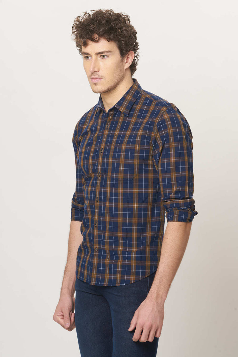 BASICS SLIM FIT CHECKS SHIRT