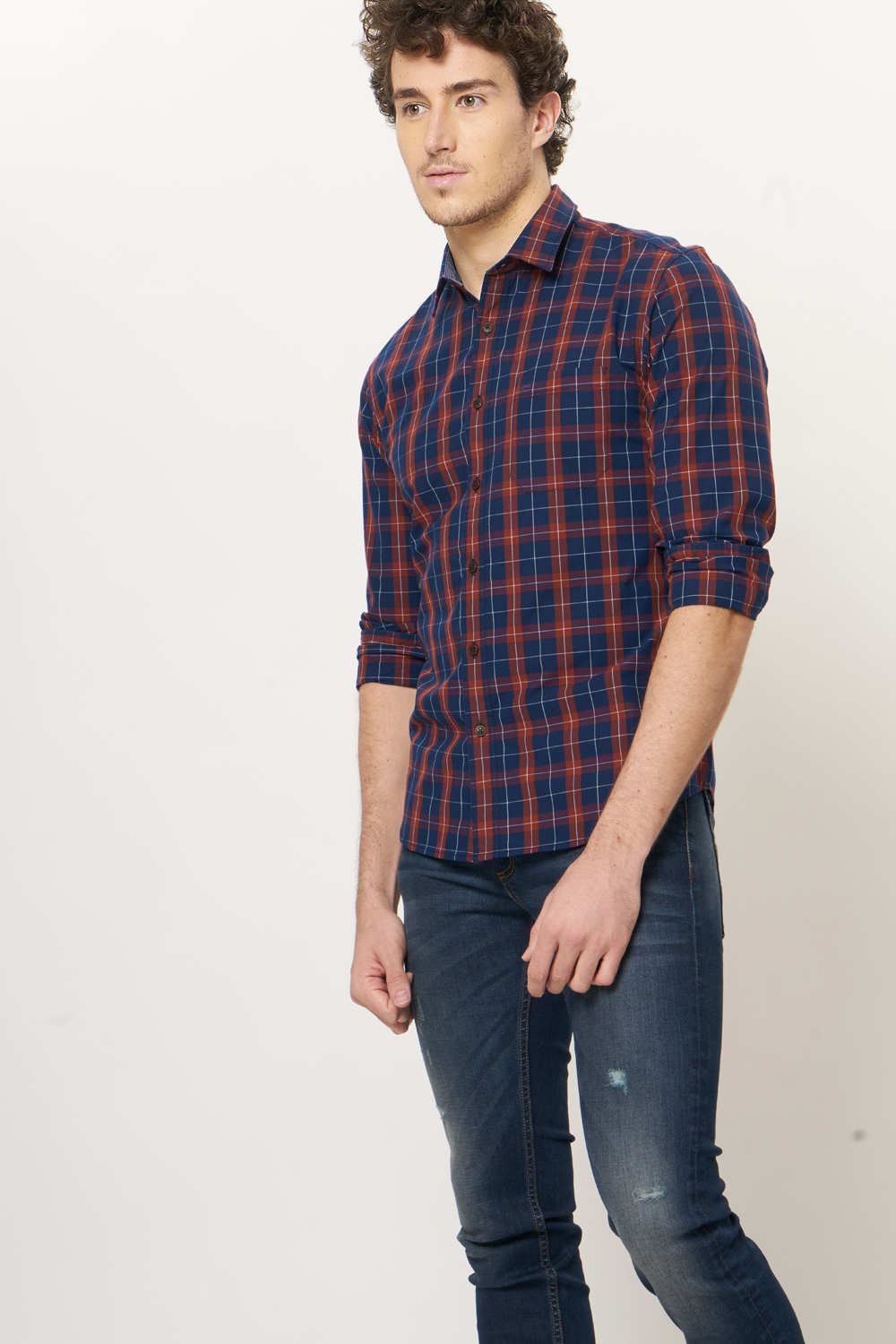 BASICS SLIM FIT CHECKS SHIRT