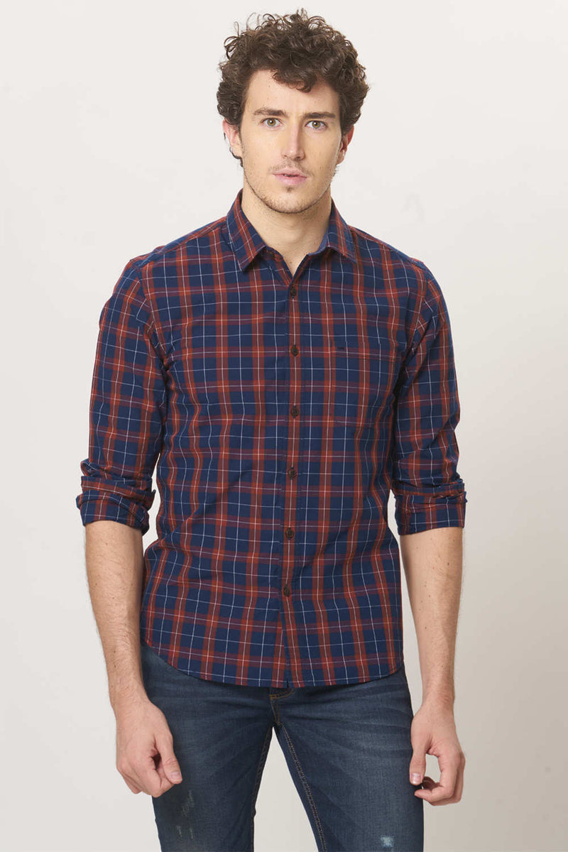 BASICS SLIM FIT CHECKS SHIRT