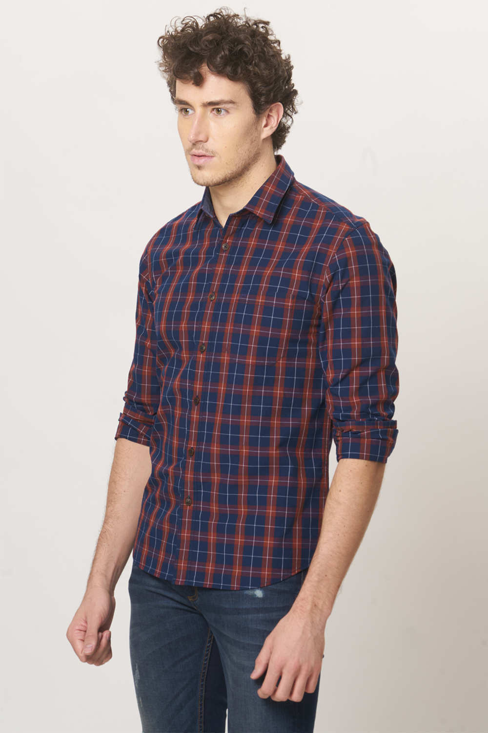 BASICS SLIM FIT CHECKS SHIRT