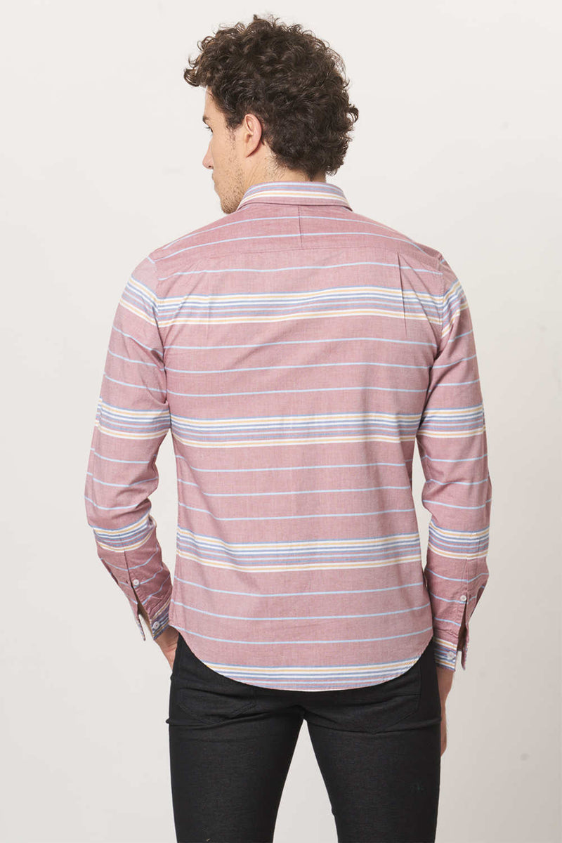 BASICS SLIM FIT WEFT STRIPE SHIRT