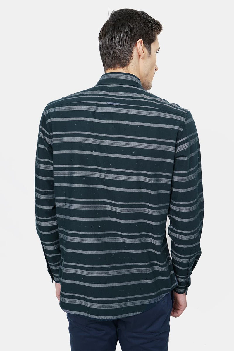 BASICS SLIM FIT WEFT STRIPES SHIRT