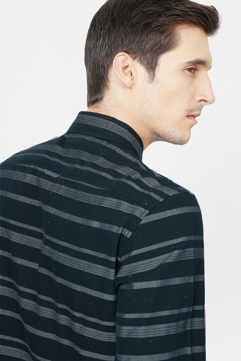 BASICS SLIM FIT WEFT STRIPES SHIRT