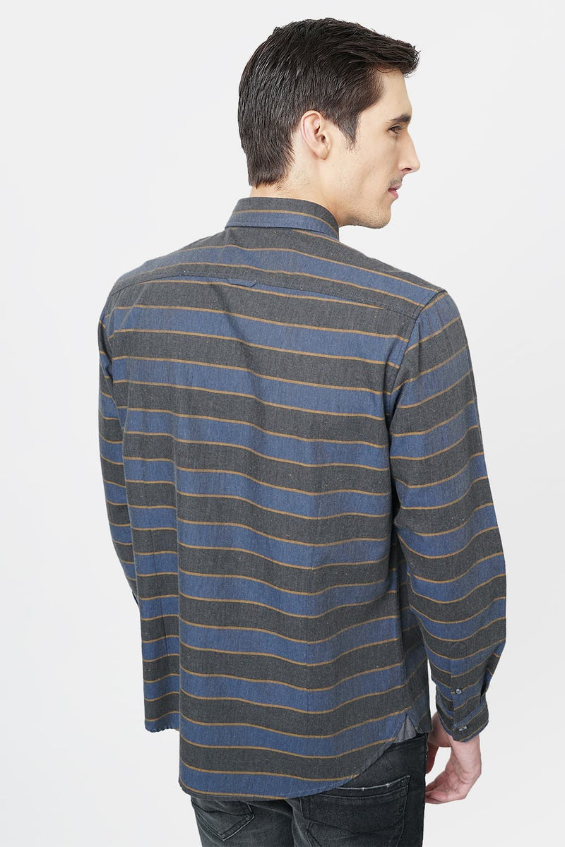 BASICS SLIM FIT WEFT STRIPES SHIRT