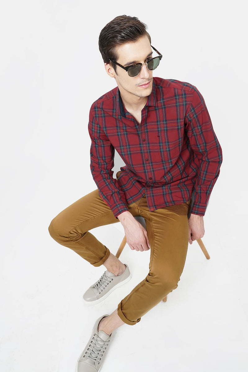 BASICS SLIM FIT CHECKS SHIRT