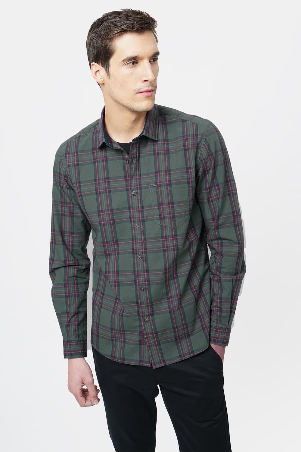 BASICS SLIM FIT CHECKS SHIRT