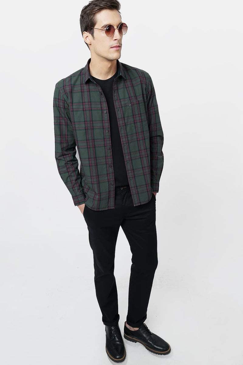 BASICS SLIM FIT CHECKS SHIRT