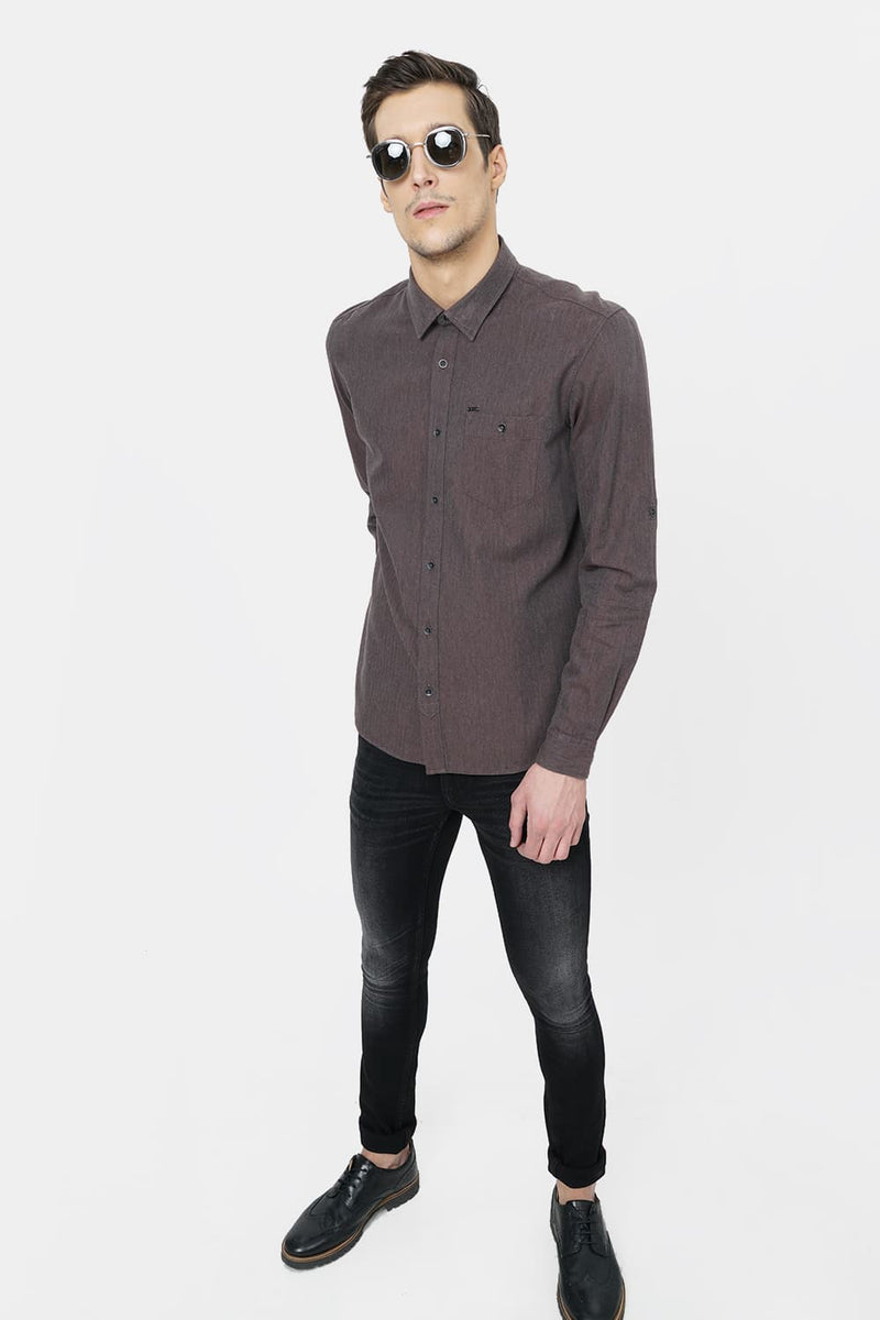 BASICS SLIM FIT MELANGE SHIRT