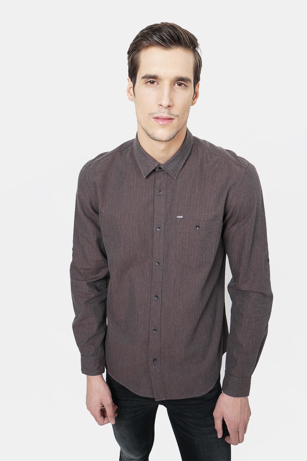 BASICS SLIM FIT MELANGE SHIRT