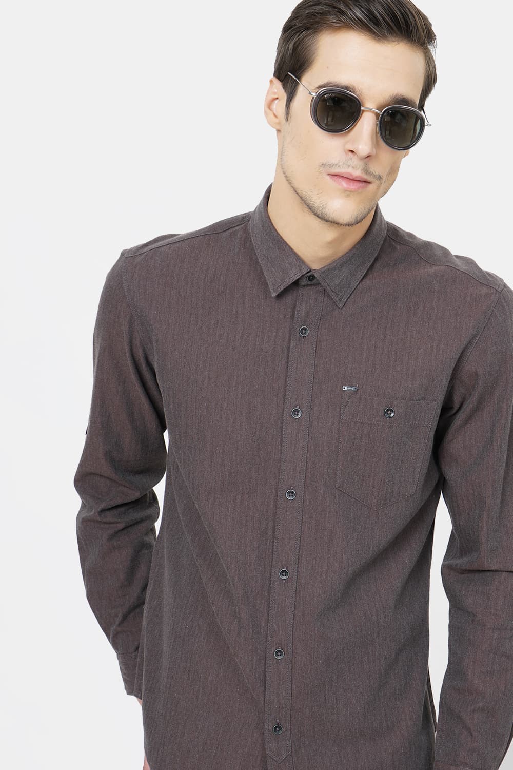 BASICS SLIM FIT MELANGE SHIRT