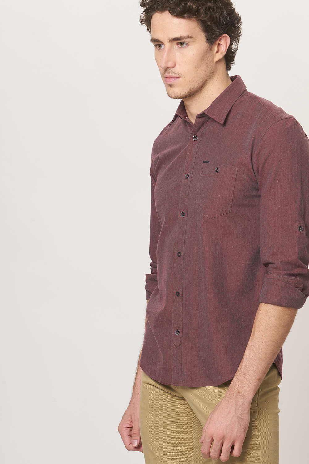 BASICS SLIM FIT MELANGE SHIRT