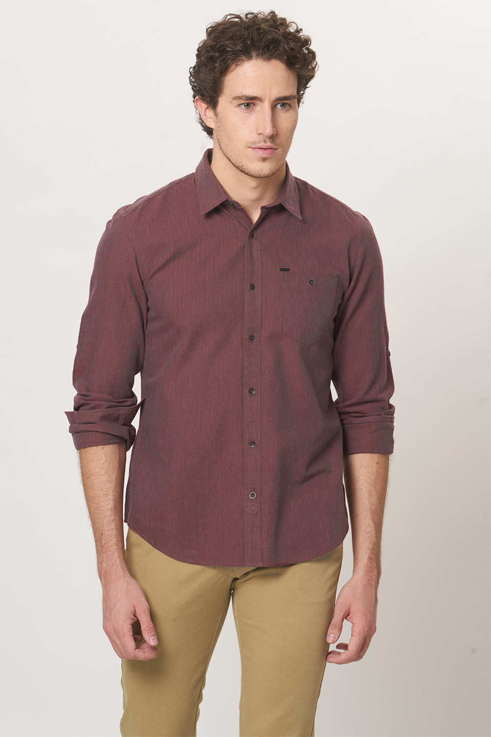 BASICS SLIM FIT MELANGE SHIRT