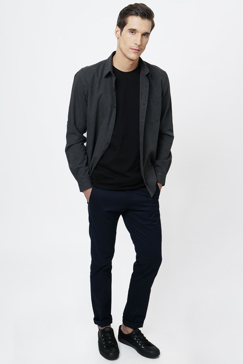 BASICS SLIM FIT MELANGE SHIRT