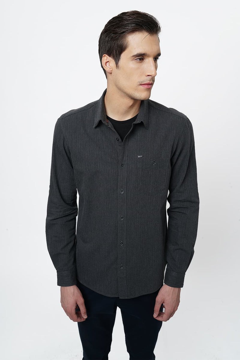 BASICS SLIM FIT MELANGE SHIRT