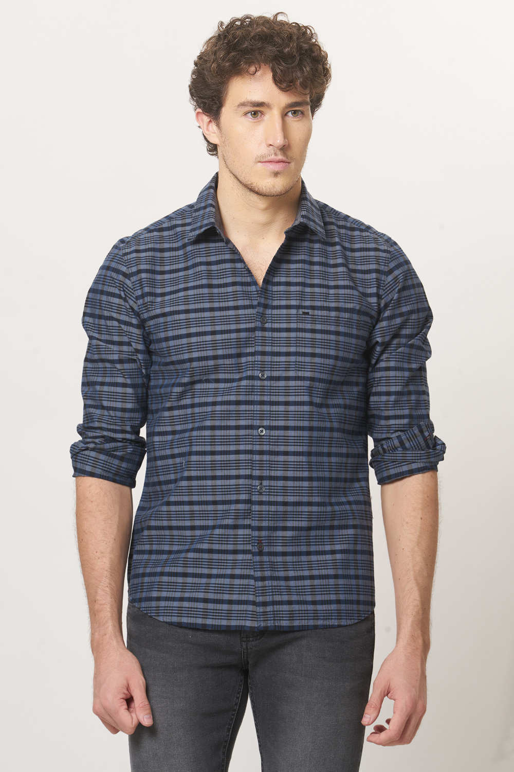 BASICS SLIM FIT CHECKS SHIRT