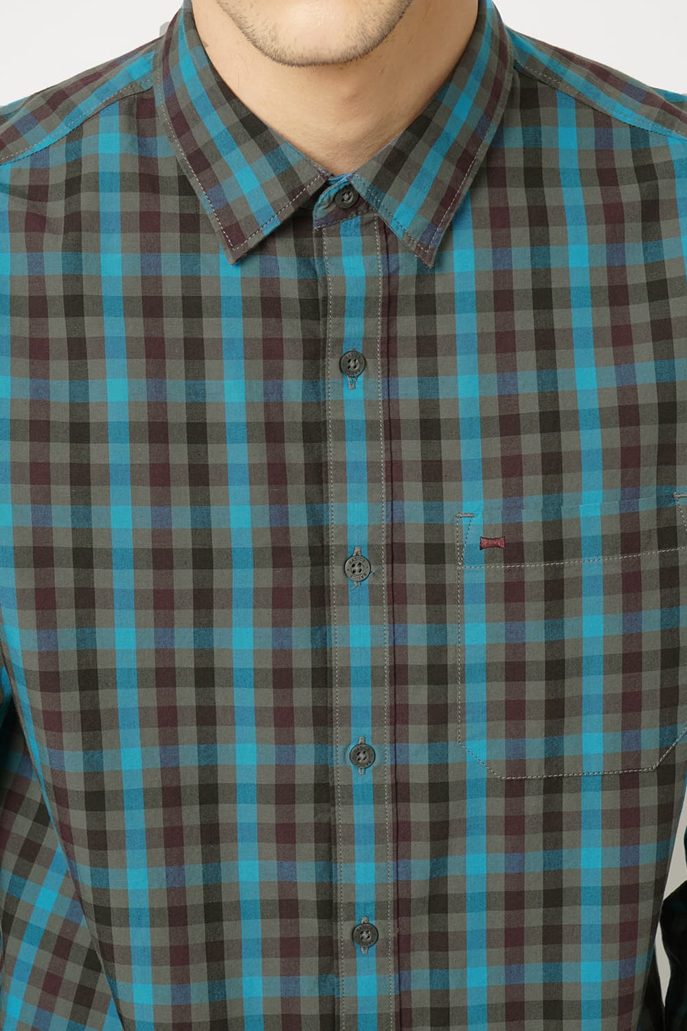 BASICS SLIM FIT CHECKS SHIRT