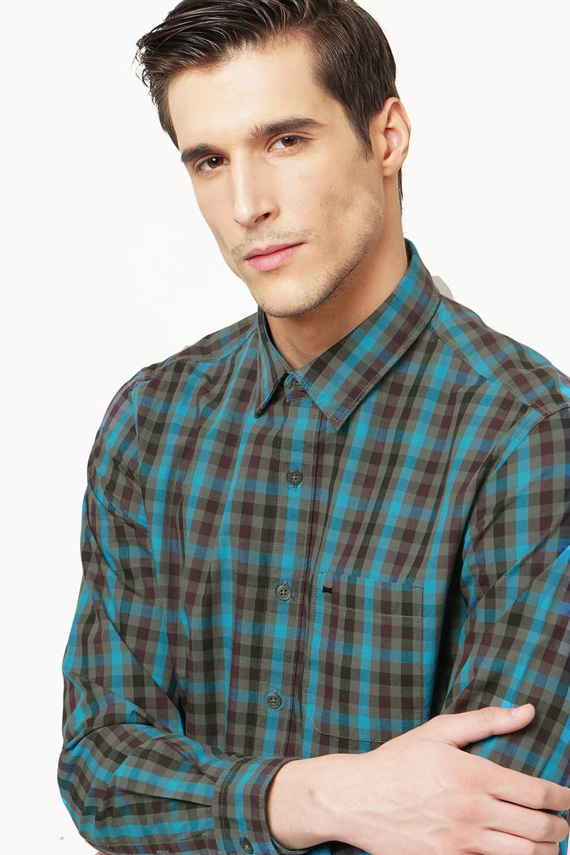 BASICS SLIM FIT CHECKS SHIRT