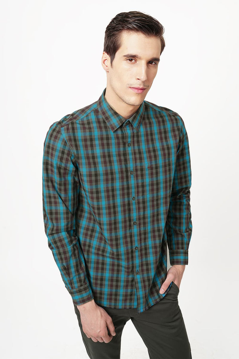 BASICS SLIM FIT CHECKS SHIRT