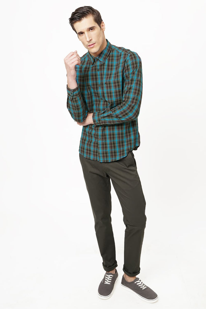 BASICS SLIM FIT CHECKS SHIRT