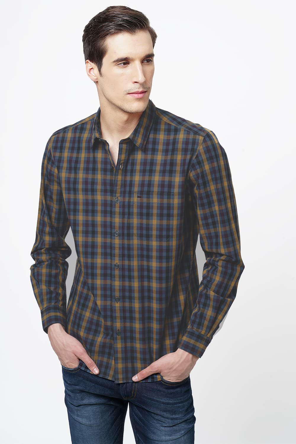 BASICS SLIM FIT CHECKS SHIRT