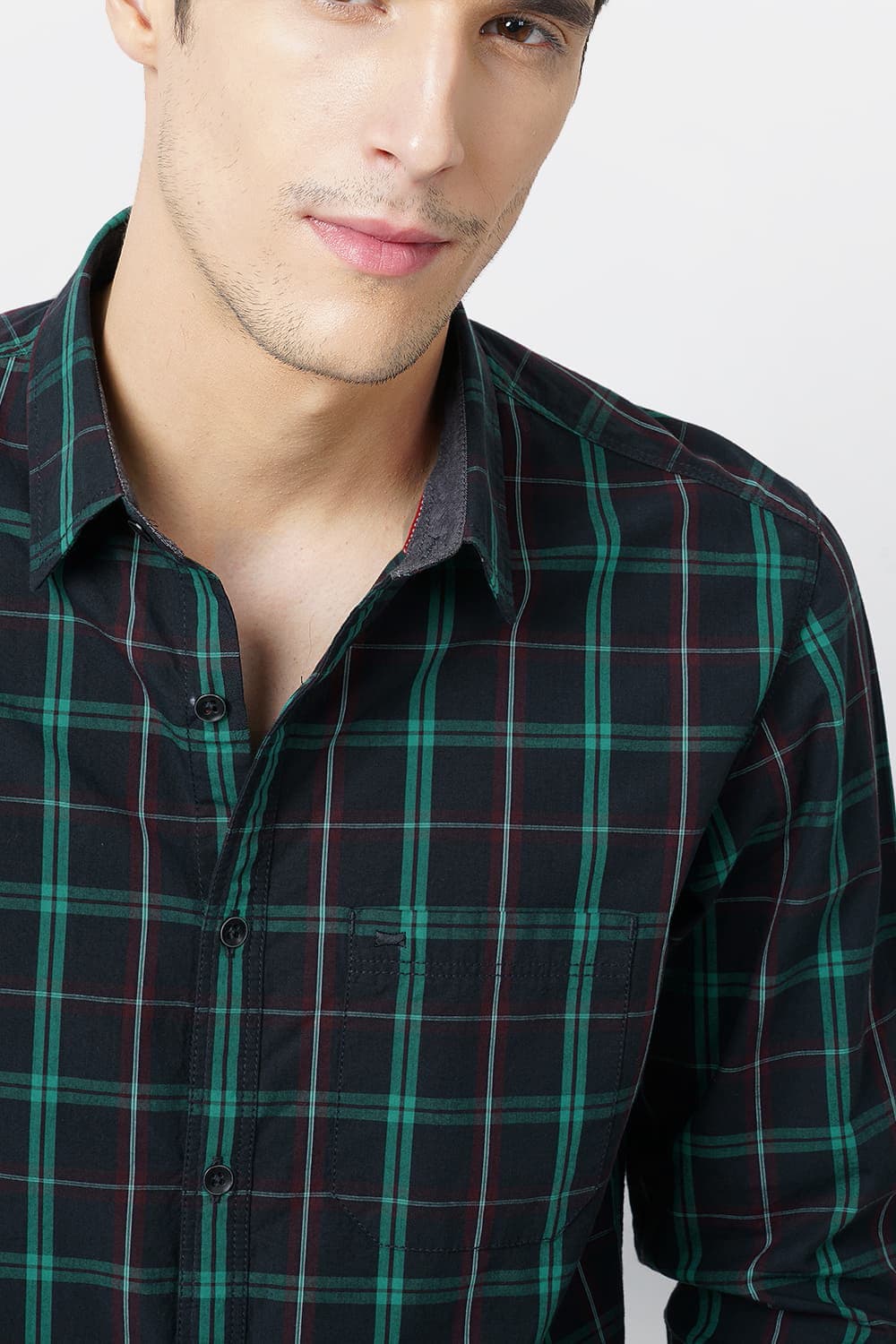 BASICS SLIM FIT CHECKS SHIRT