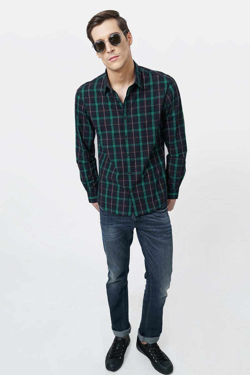 BASICS SLIM FIT CHECKS SHIRT