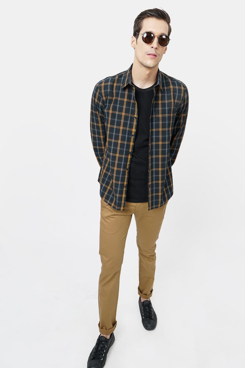 BASICS SLIM FIT CHECKS SHIRT