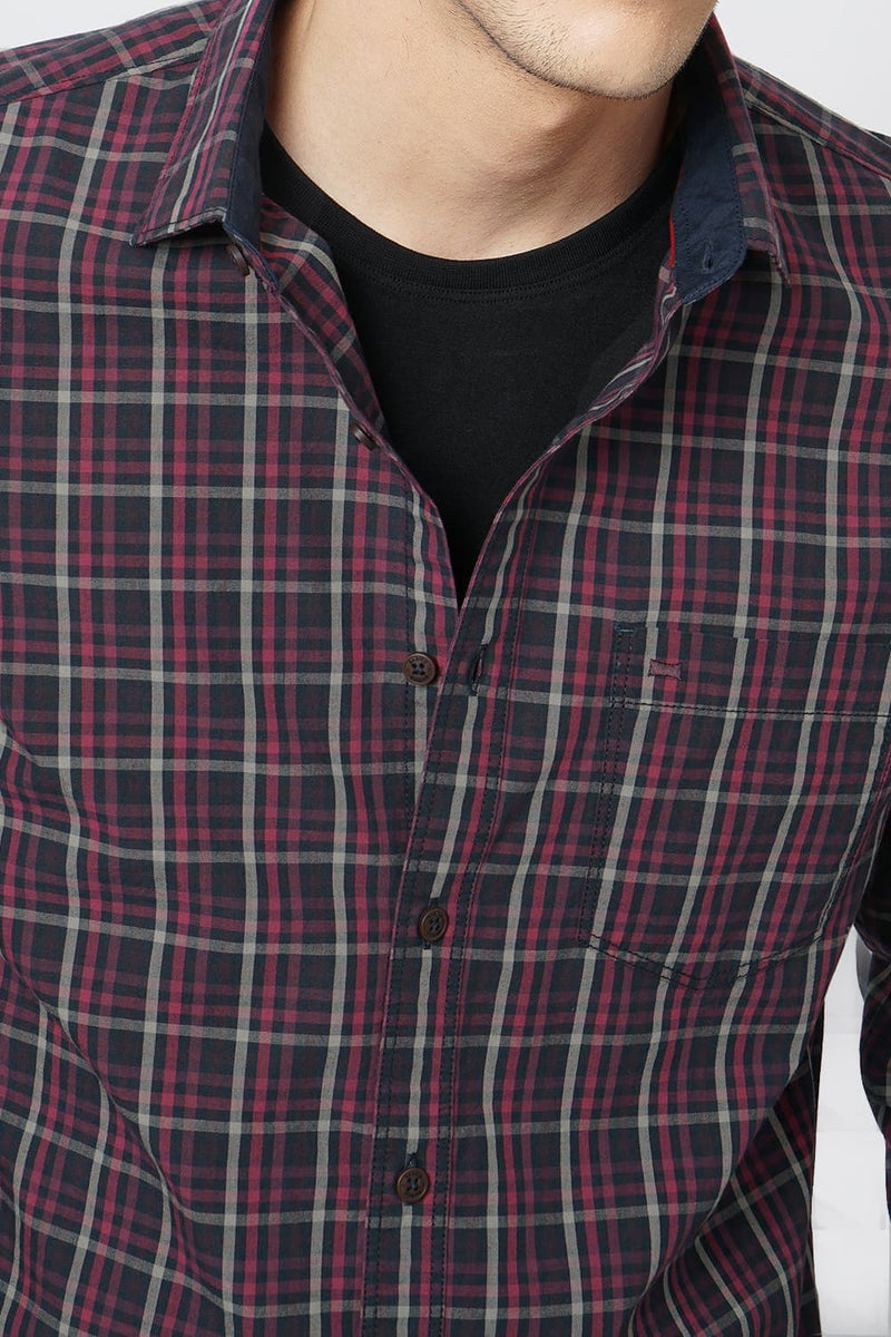 BASICS SLIM FIT CHECKS SHIRT