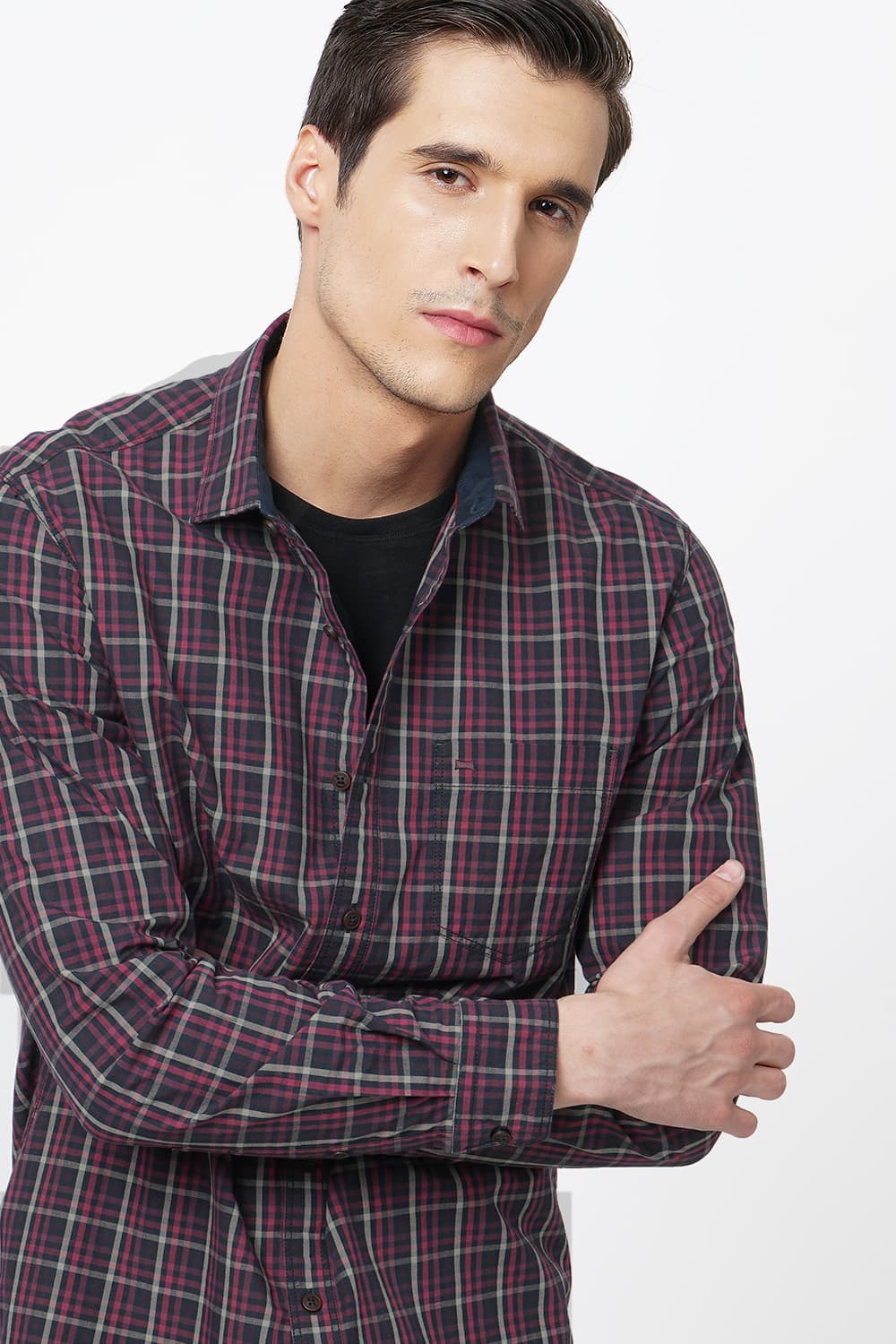 BASICS SLIM FIT CHECKS SHIRT