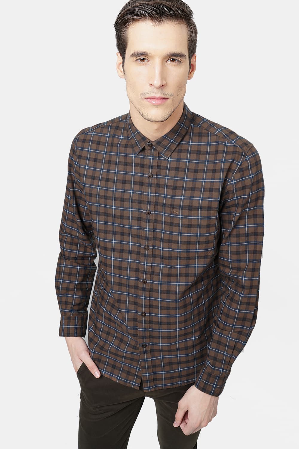 BASICS SLIM FIT CHECKS SHIRT