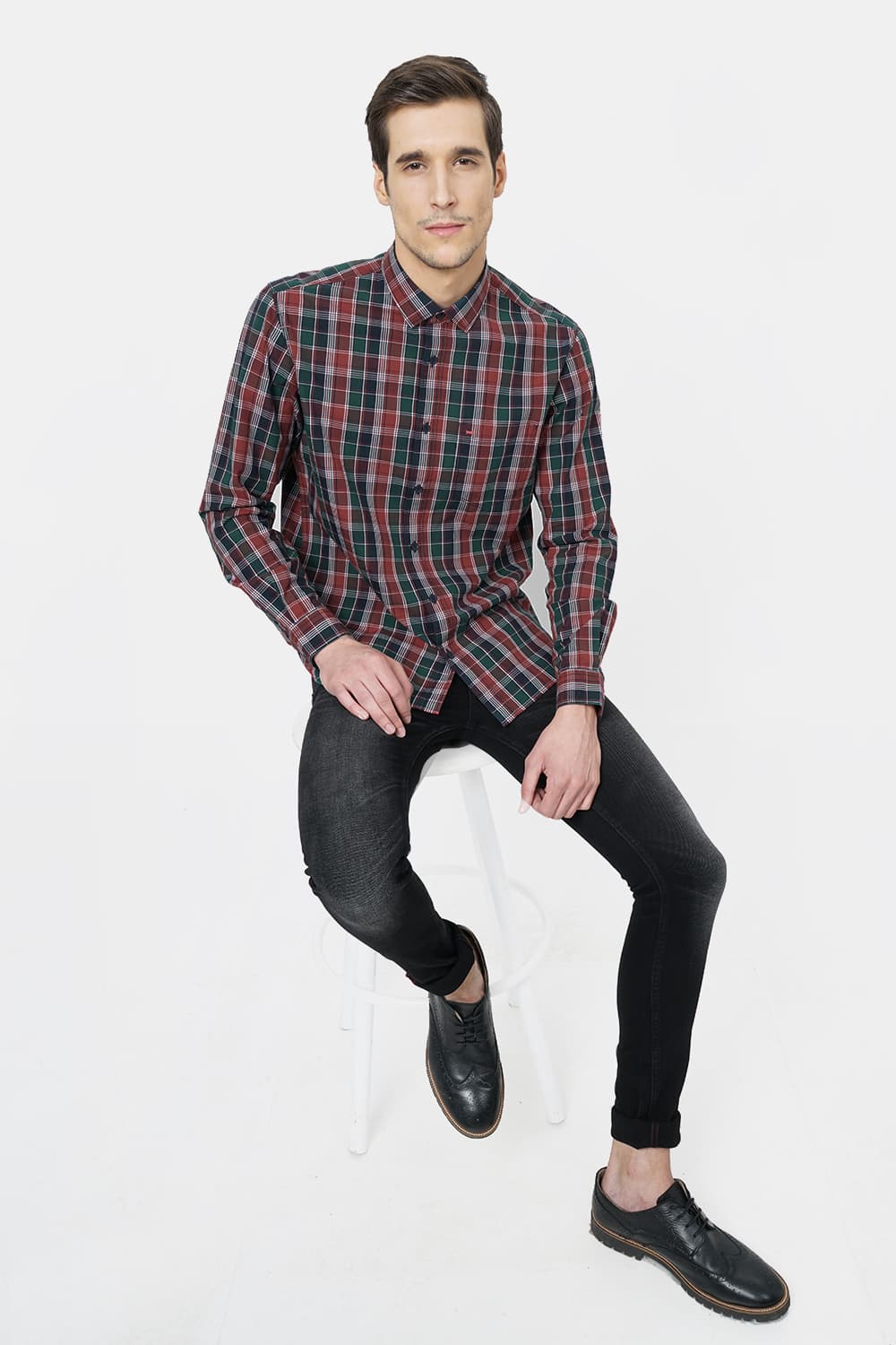 BASICS SLIM FIT CHECKS SHIRT