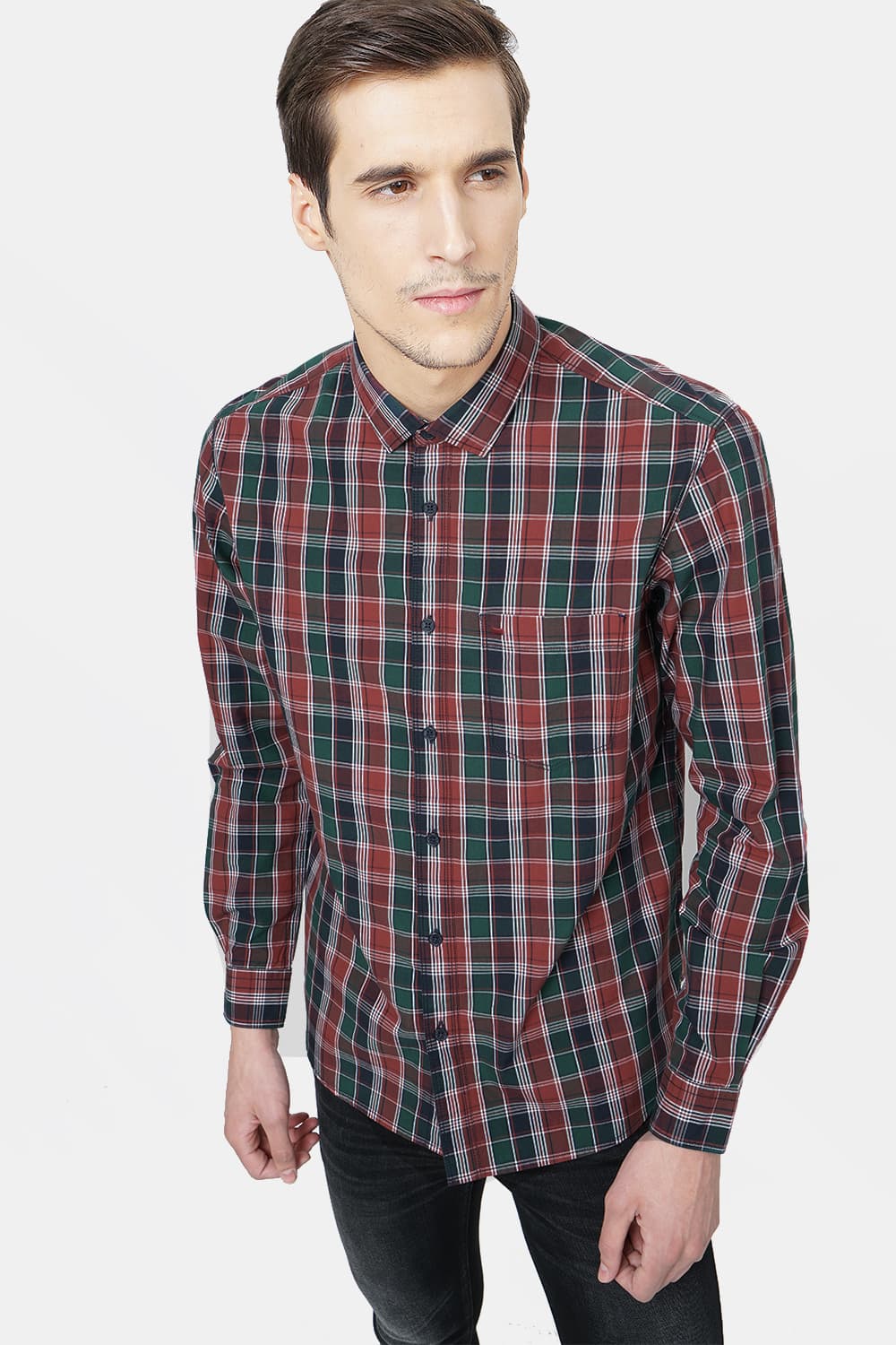 BASICS SLIM FIT CHECKS SHIRT