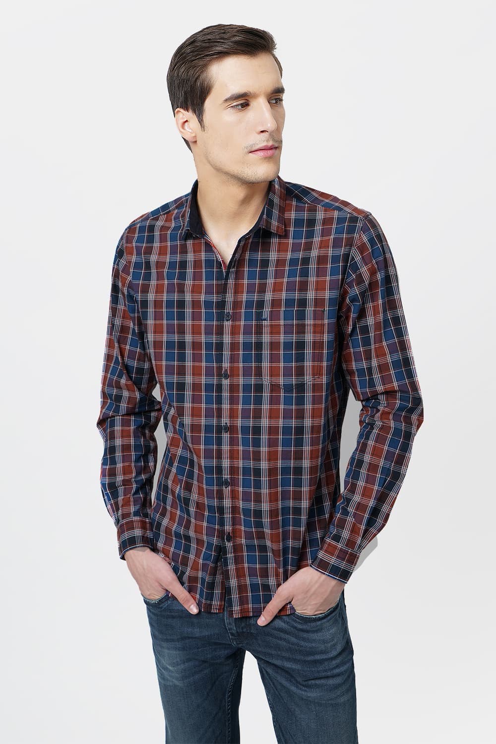 BASICS SLIM FIT CHECKS SHIRT