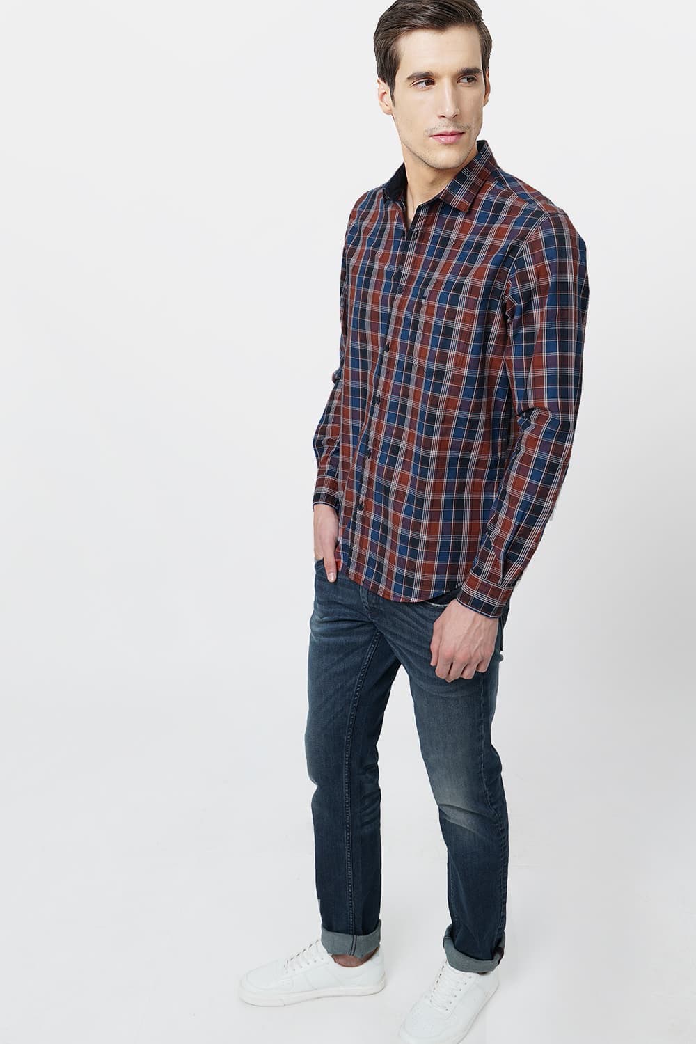 BASICS SLIM FIT CHECKS SHIRT