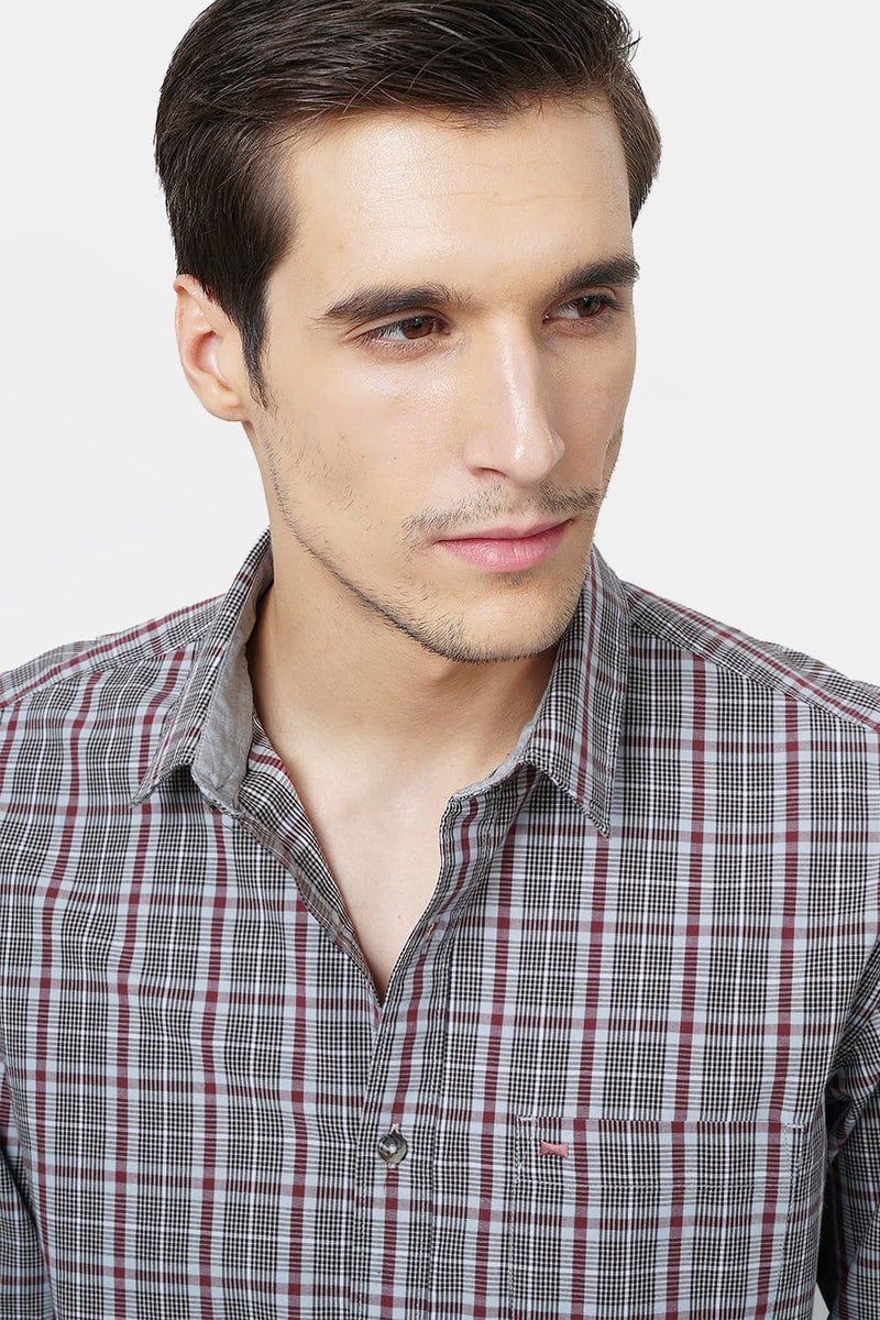 BASICS SLIM FIT CHECKS SHIRT