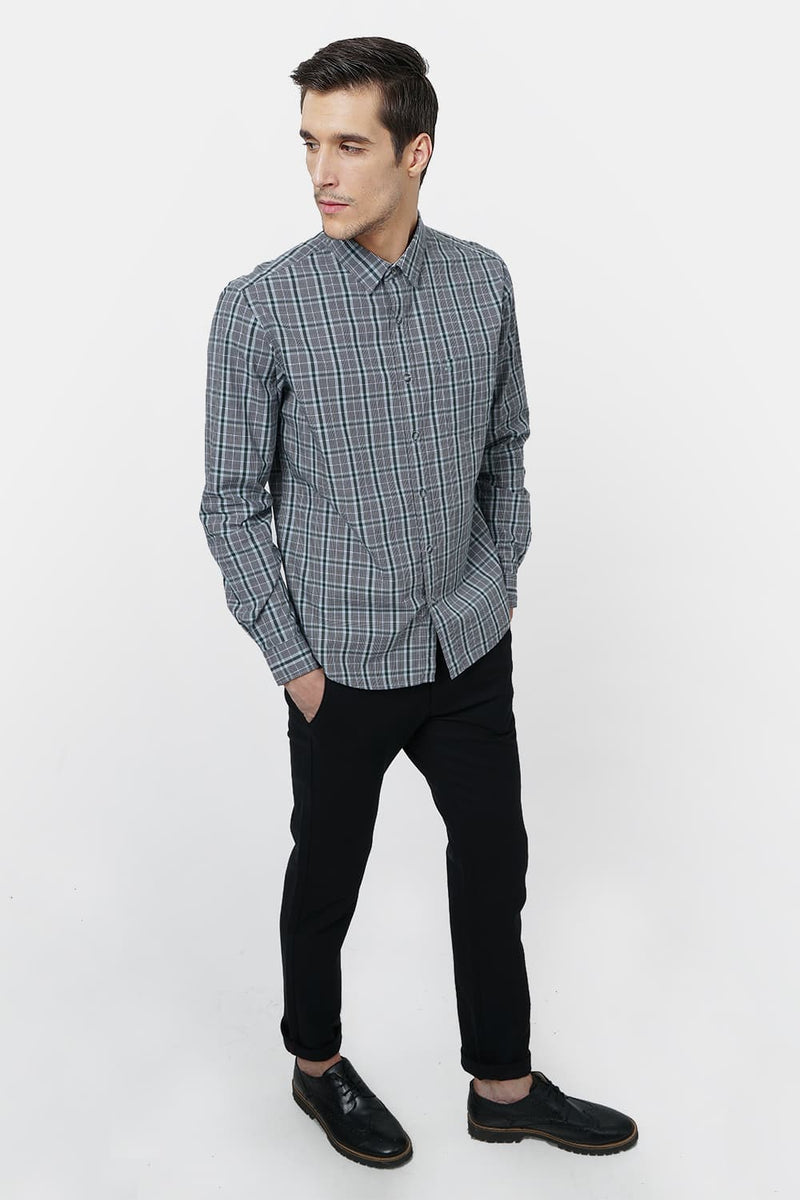 BASICS SLIM FIT CHECKS SHIRT