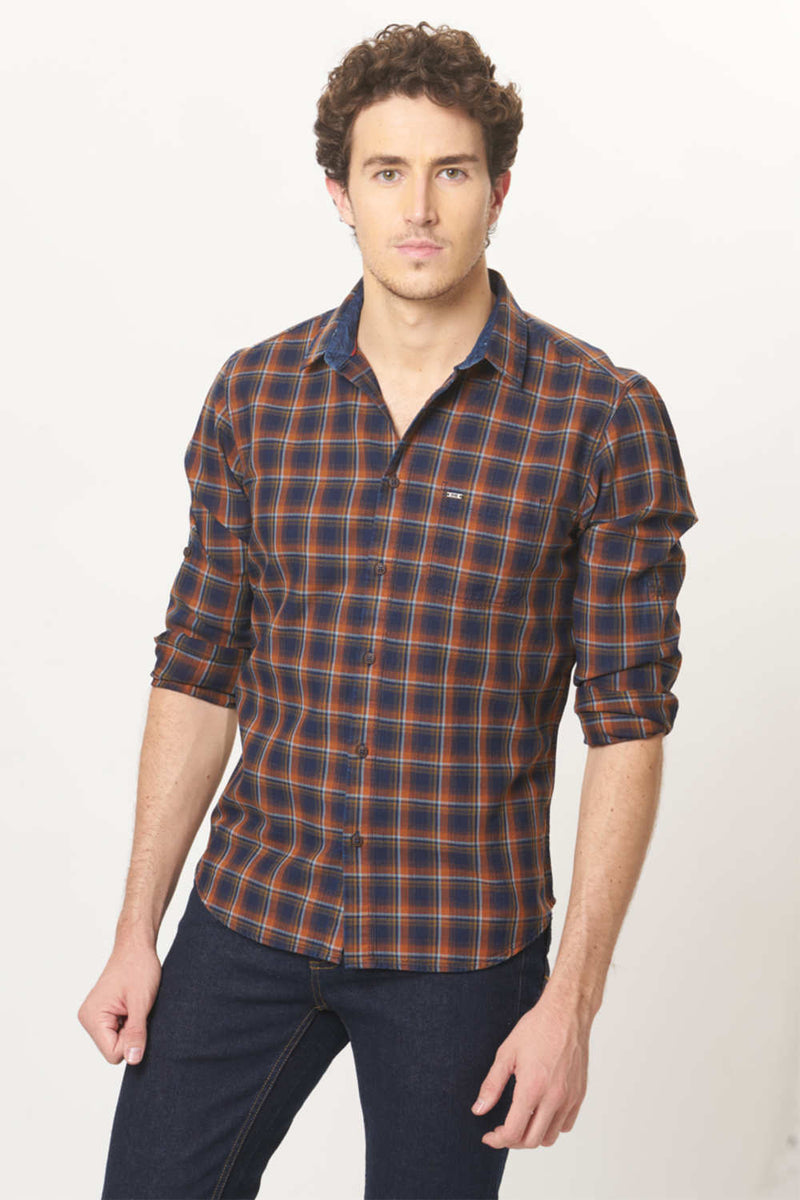 BASICS SLIM FIT CHECKS SHIRT