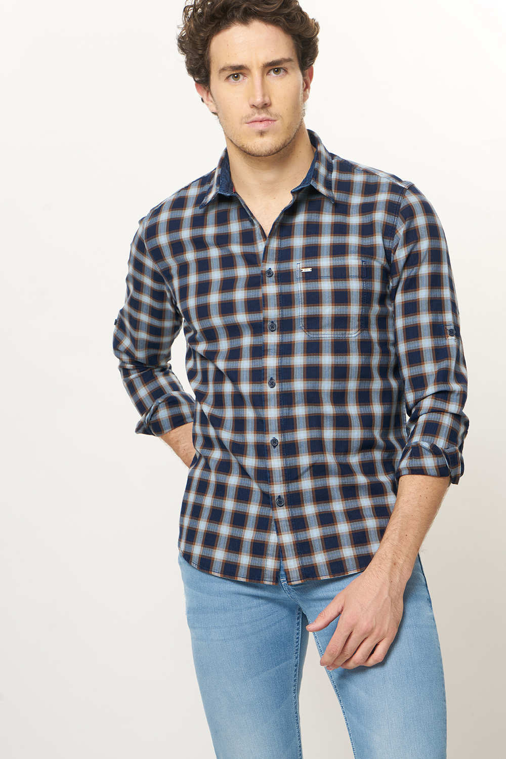 BASICS SLIM FIT CHECKS SHIRT