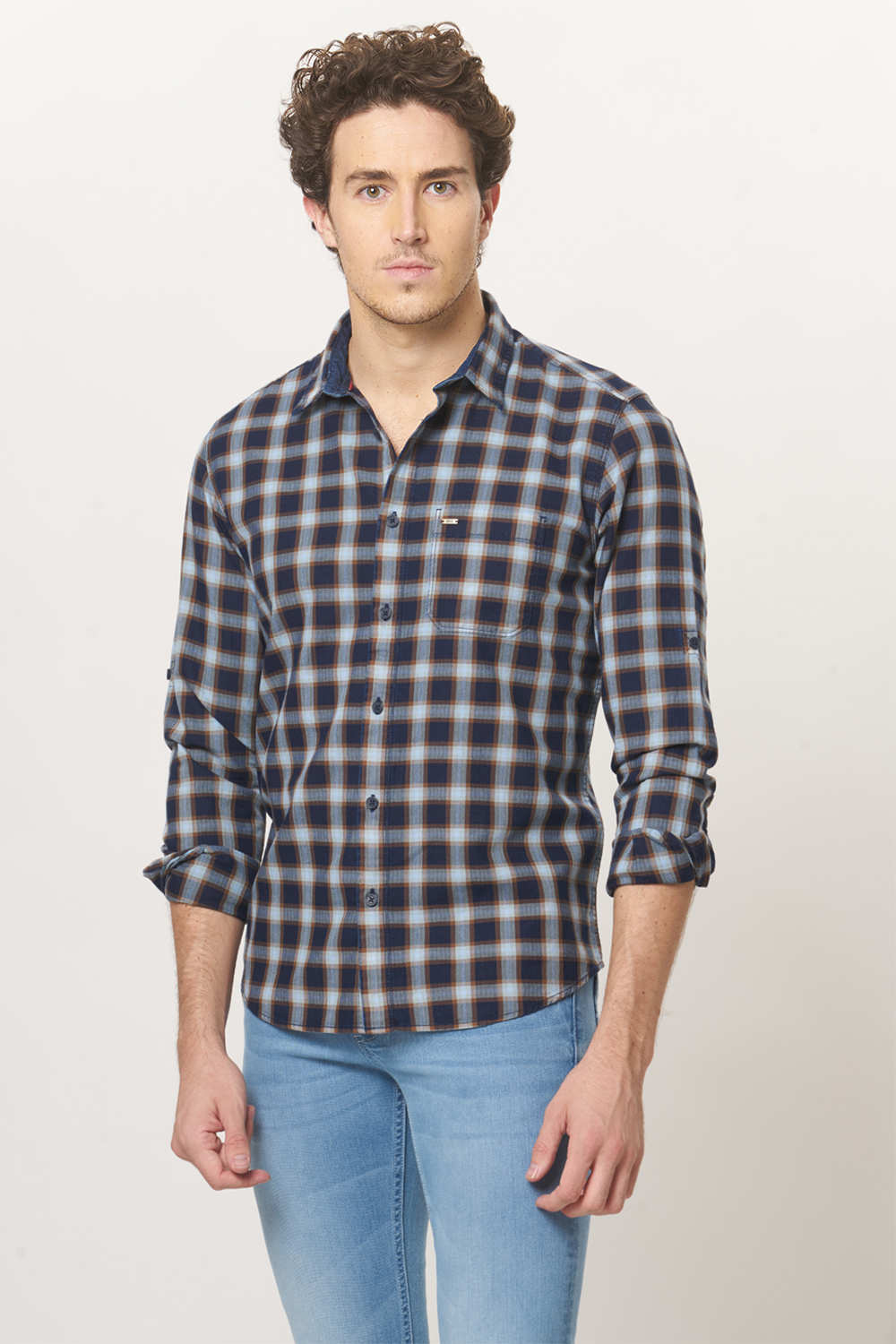 BASICS SLIM FIT CHECKS SHIRT