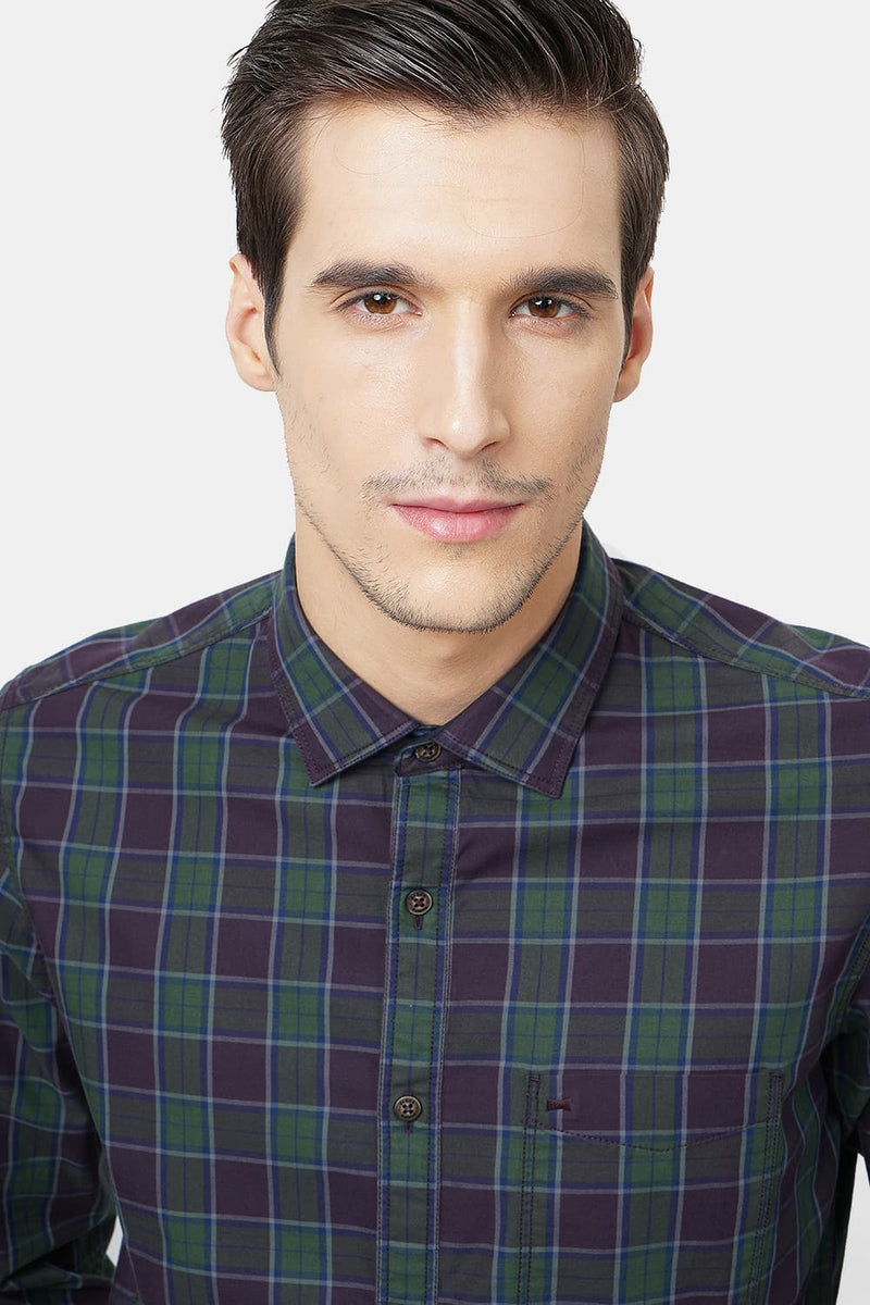 BASICS SLIM FIT CHECKS SHIRT