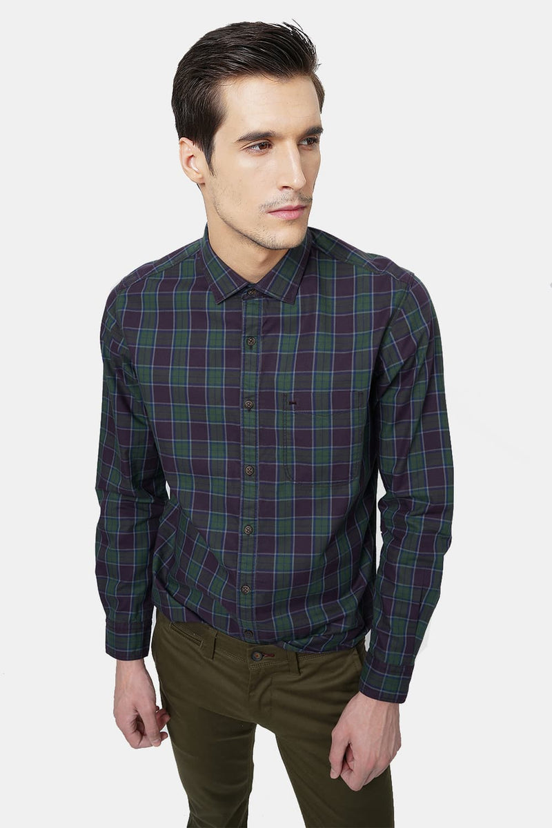 BASICS SLIM FIT CHECKS SHIRT